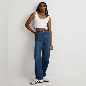 Madewell High-Rise Wide Leg Jeans in Dark Blue